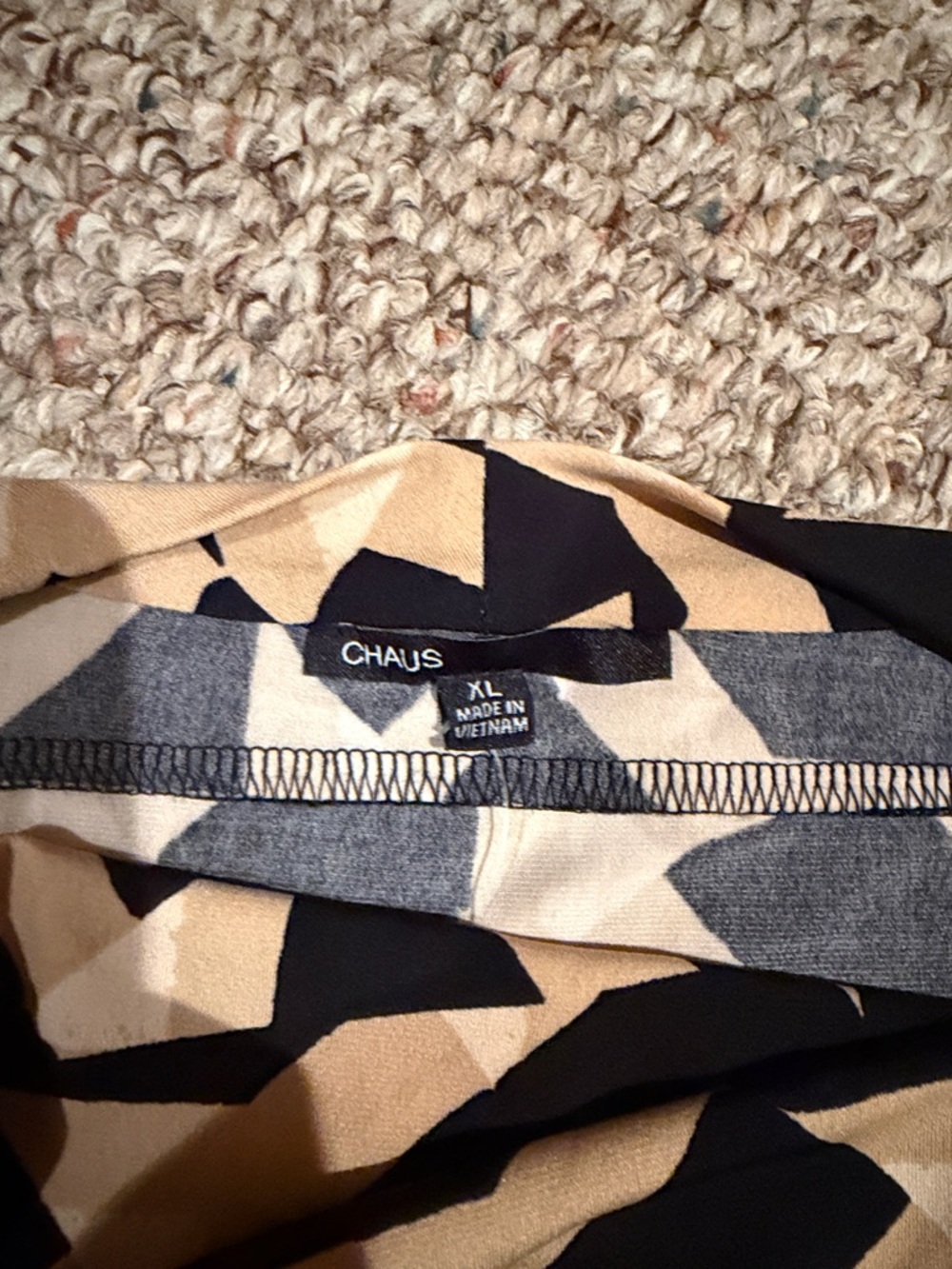 Chaus Black and Beige Geometric Print Sleeveless Camisole - Picture 2 of 4